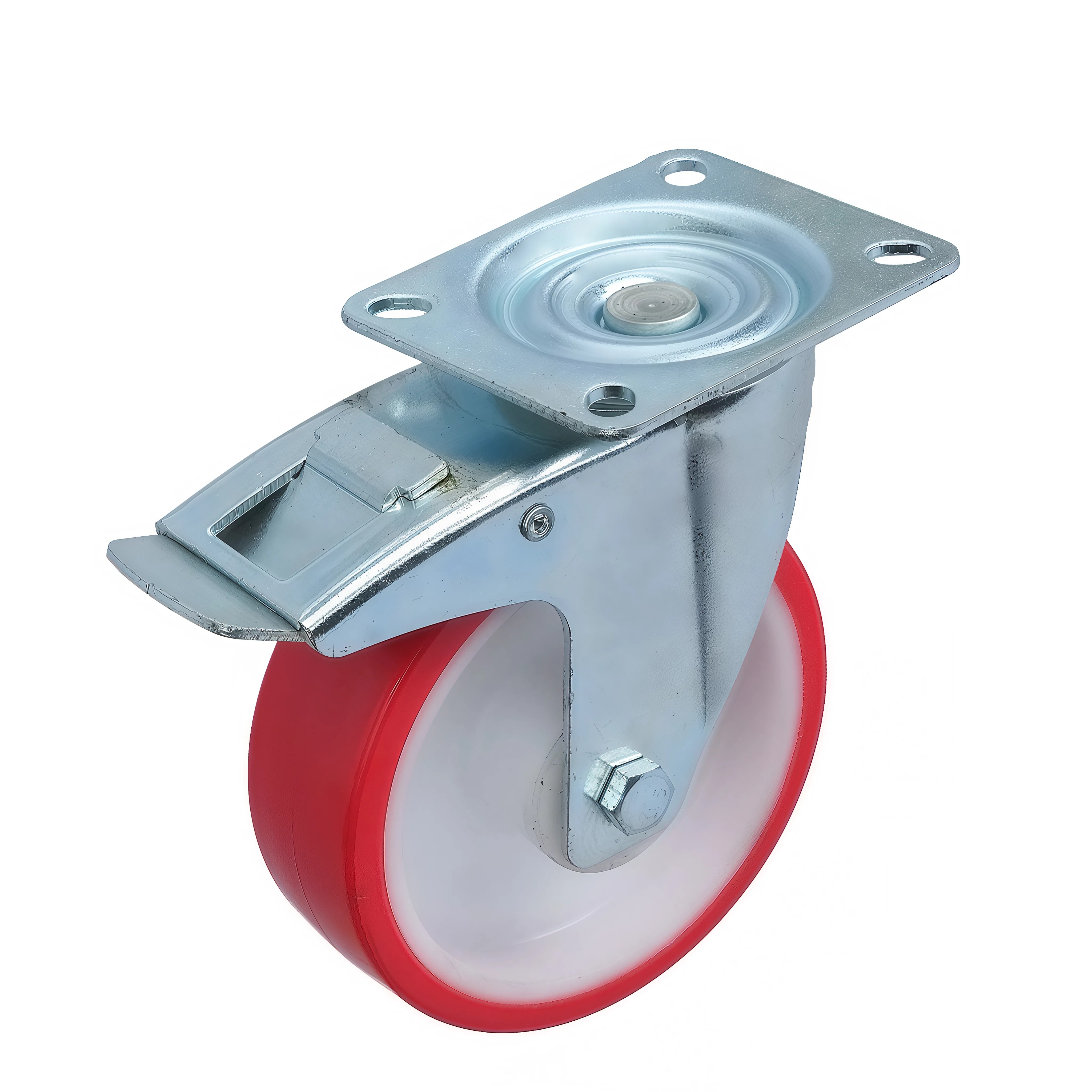 SPpb 55 - Полиуретановое колесо 125 мм (площадка, поворотн, тормоз, обод PP, двойной шарикоподш.)